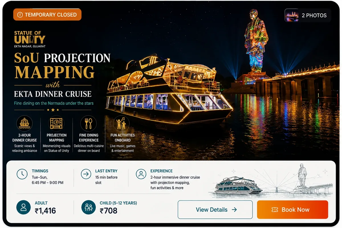 Ekta Dinner Cruise at Statue of Unity — key info at a glance
