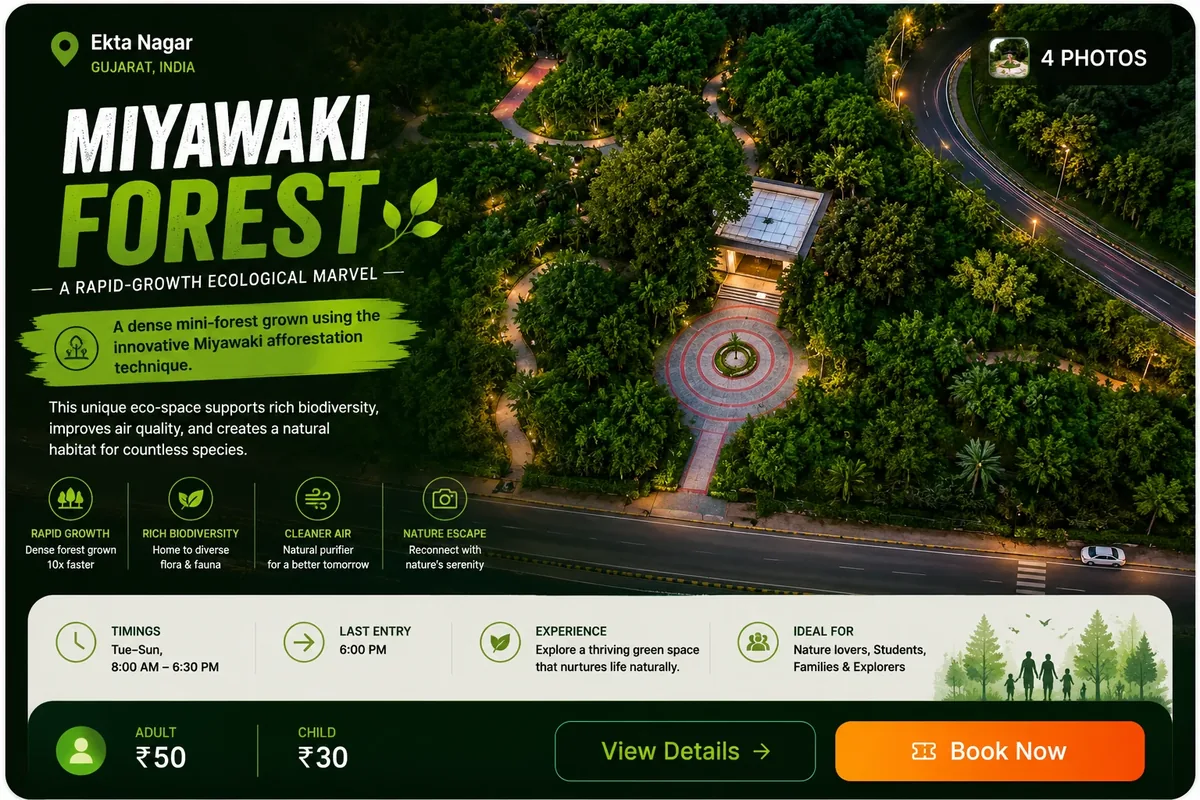 Miyawaki Forest at Statue of Unity — key info at a glance