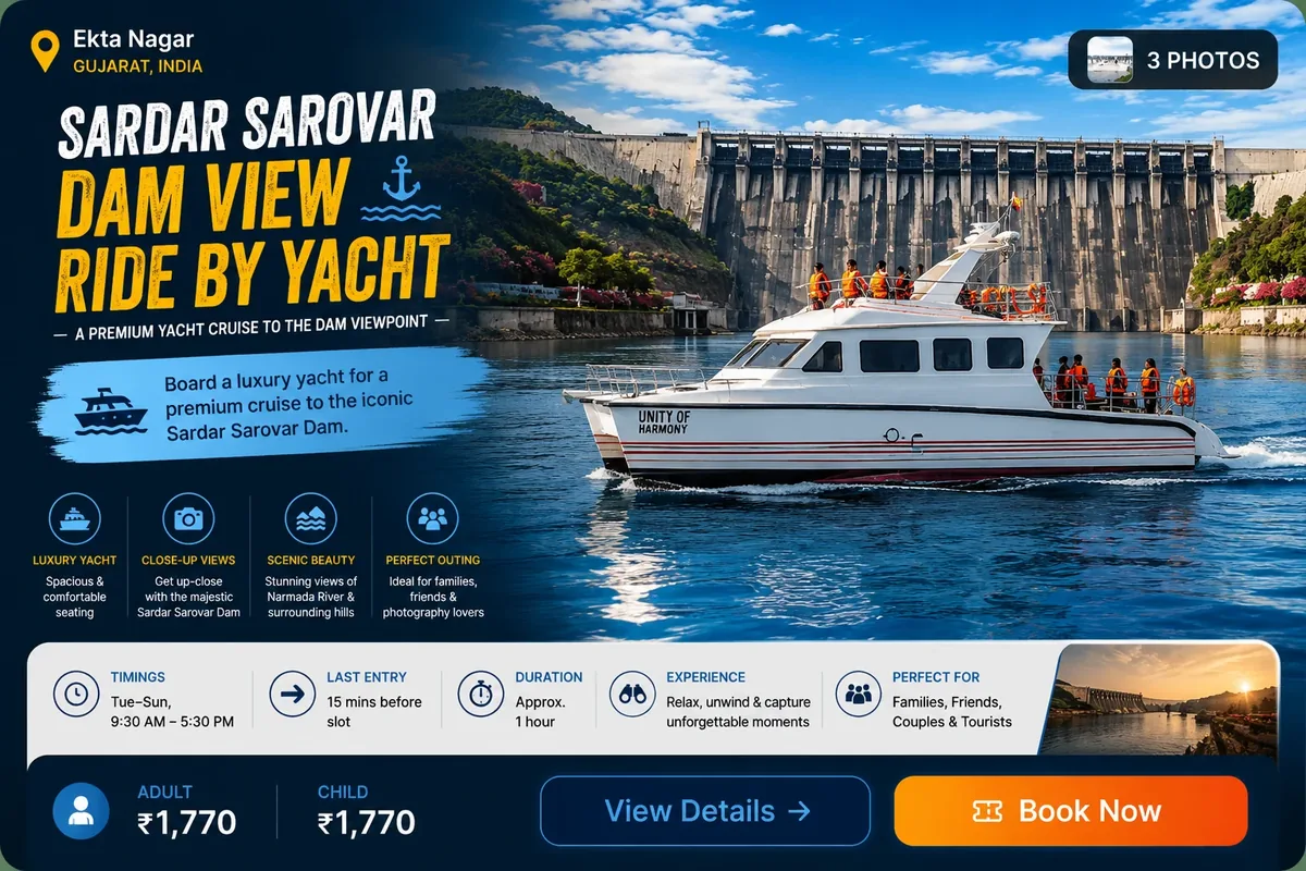 Sardar Sarovar Dam Yacht Ride at Statue of Unity — key info at a glance