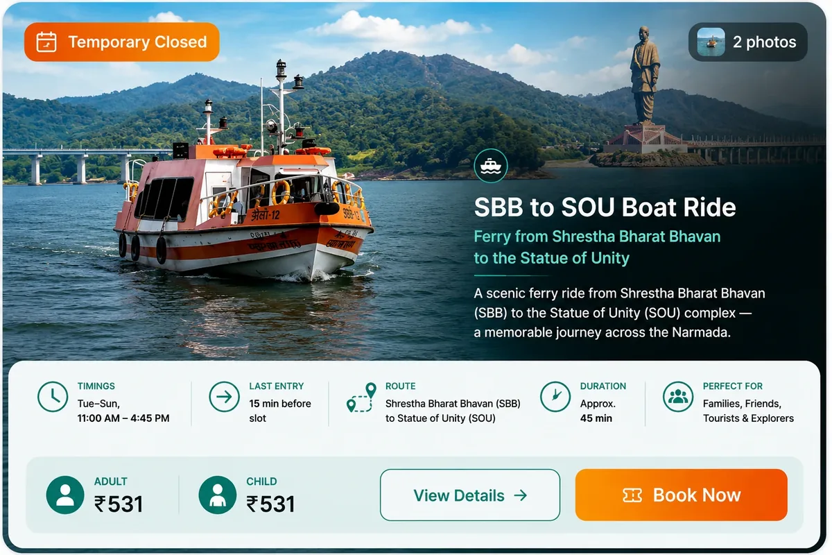 Sbb To Sou Boat Ride at Statue of Unity — key info at a glance